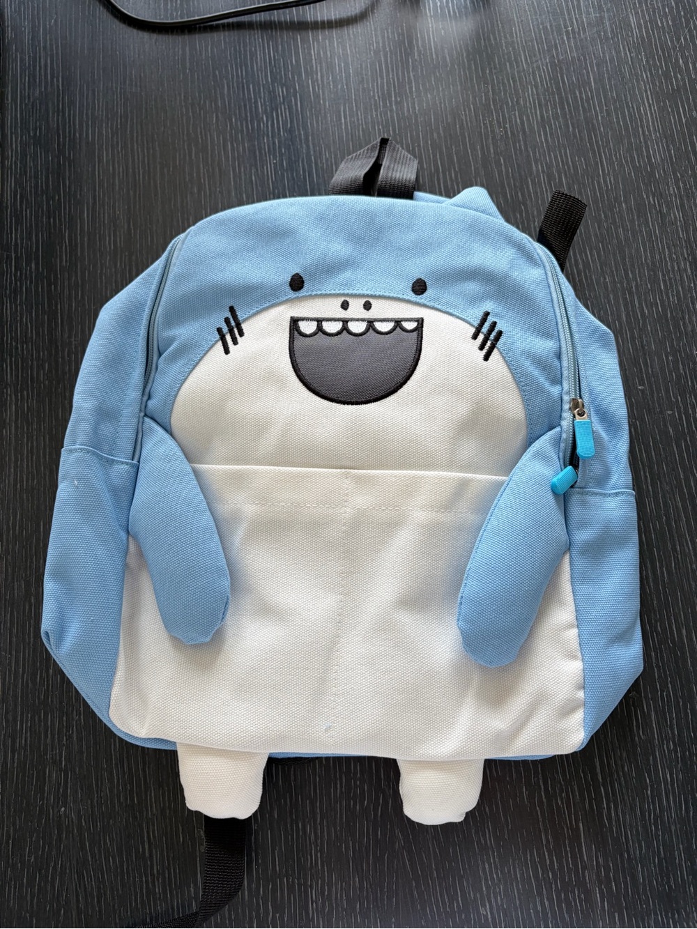 NWOT Kids Blue Shark Character Backpack - Plush Front Pocket